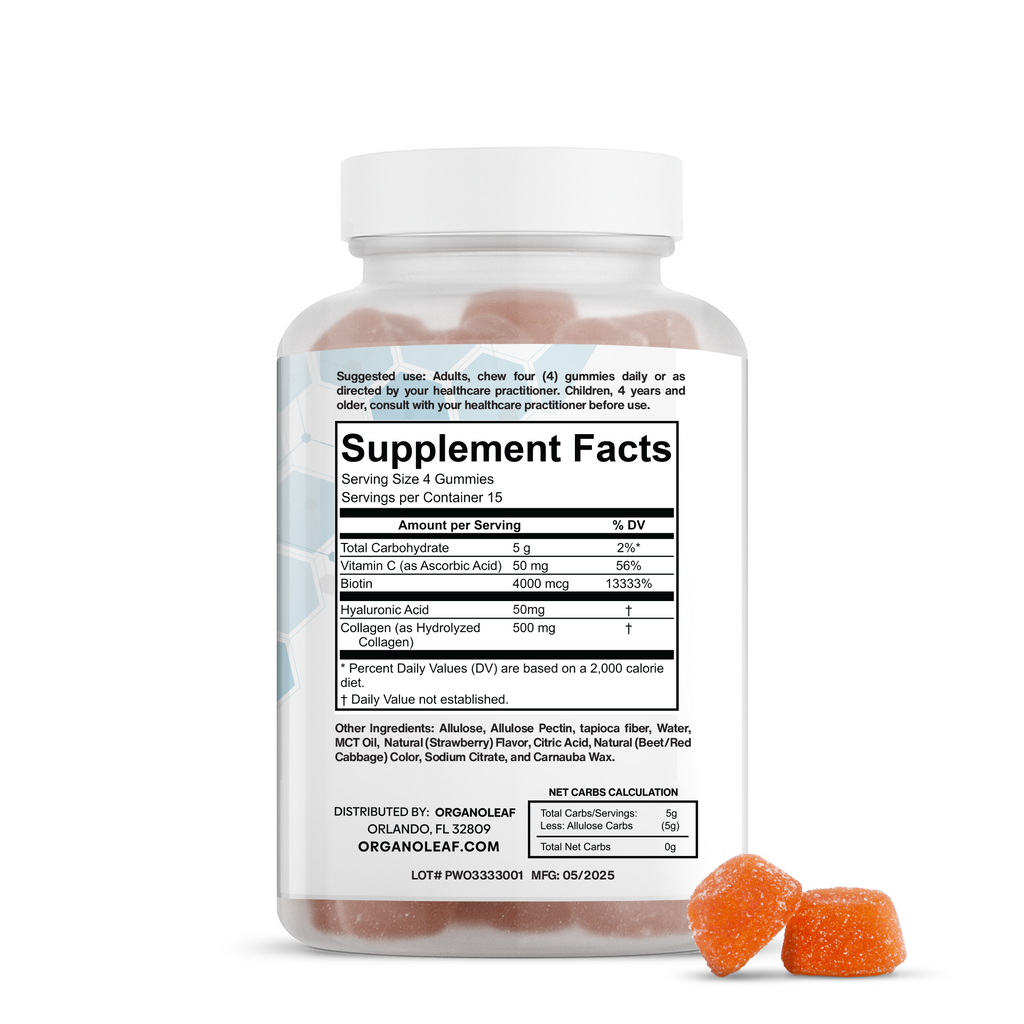 Beauty: Biotin, Collagen & Hyaluronic Acid Sugar-Free Gummies