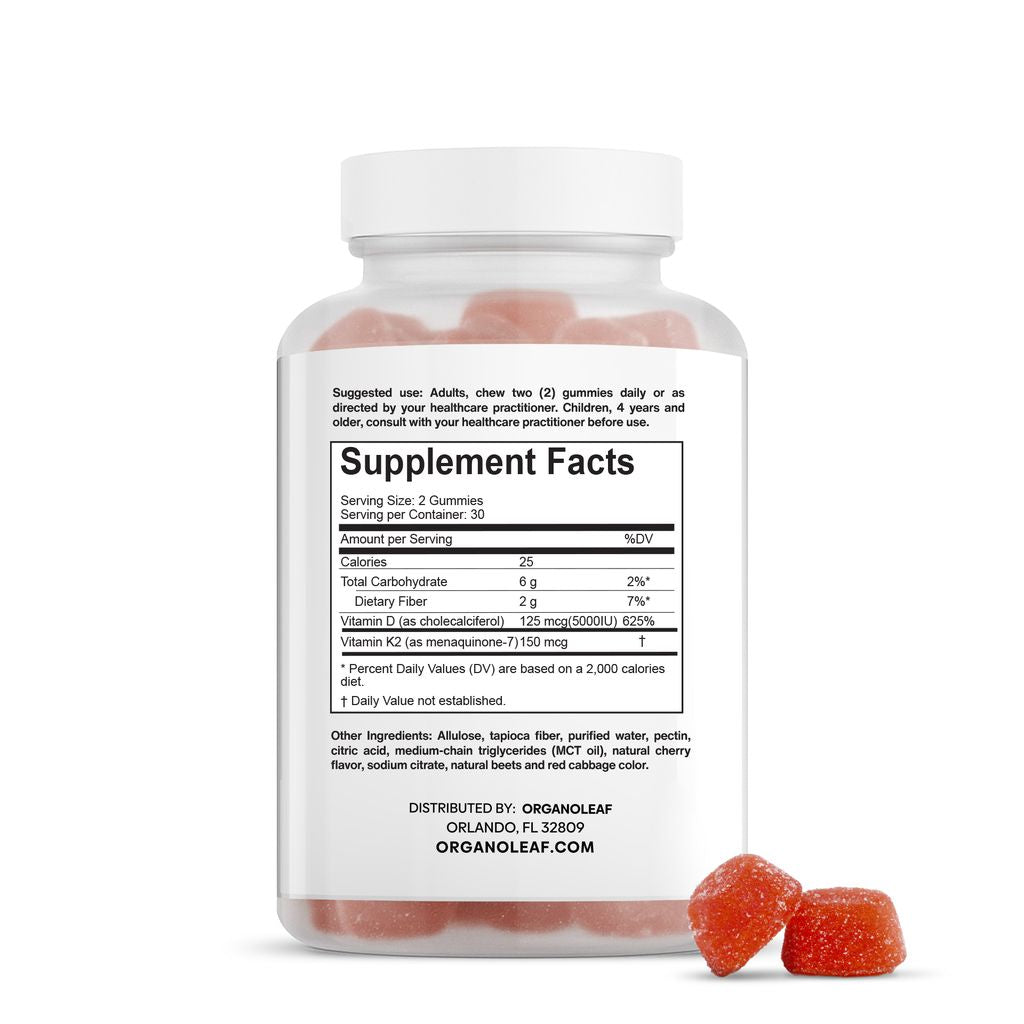 K2+D3: Cholecalciferol & Menaquinone-7 Sugar-Free Gummies