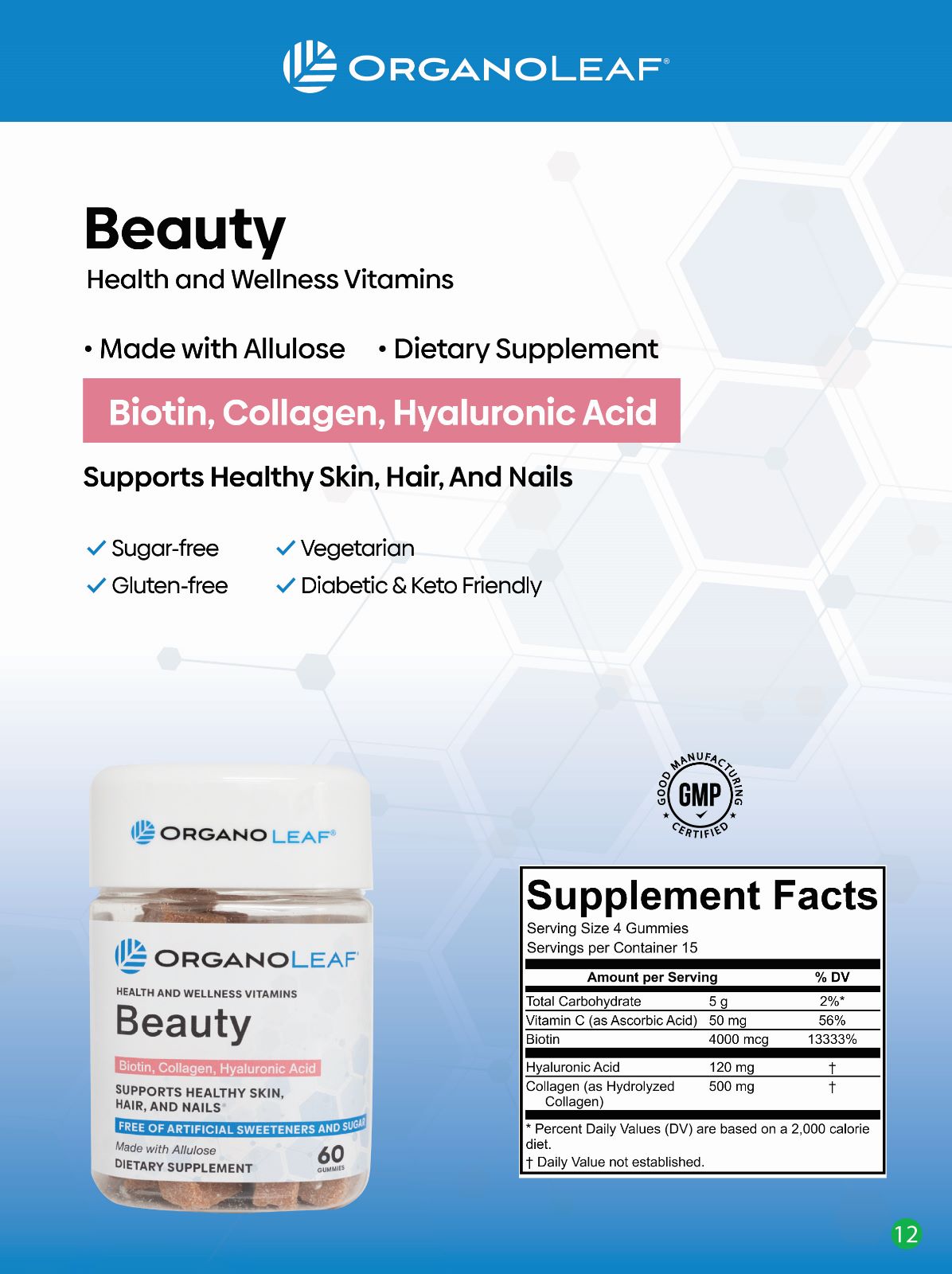 Beauty: Biotin, Collagen & Hyaluronic Acid Sugar-Free Gummies